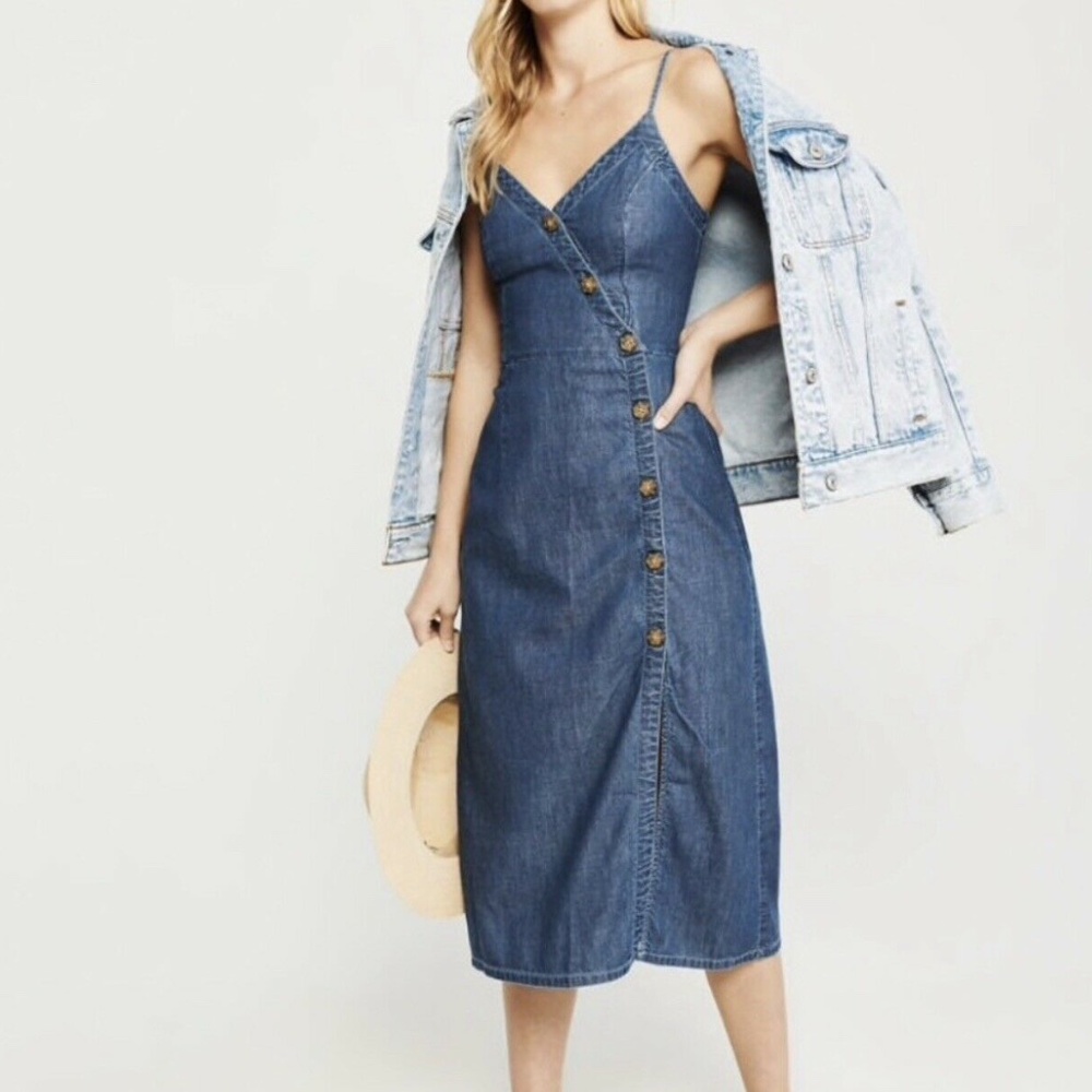 Abercrombie and Fitch Slip Wrap Chambray Dress